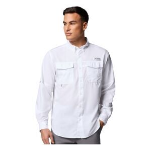 Columbia Blood and Guts V Woven Long Sleeve Button Down Shirt White M